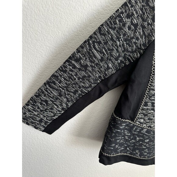 Chicos Jacquard Jacket Womens Size 3 XL Black White Full Zip Long Sleeve Knit - Picture 4 of 8